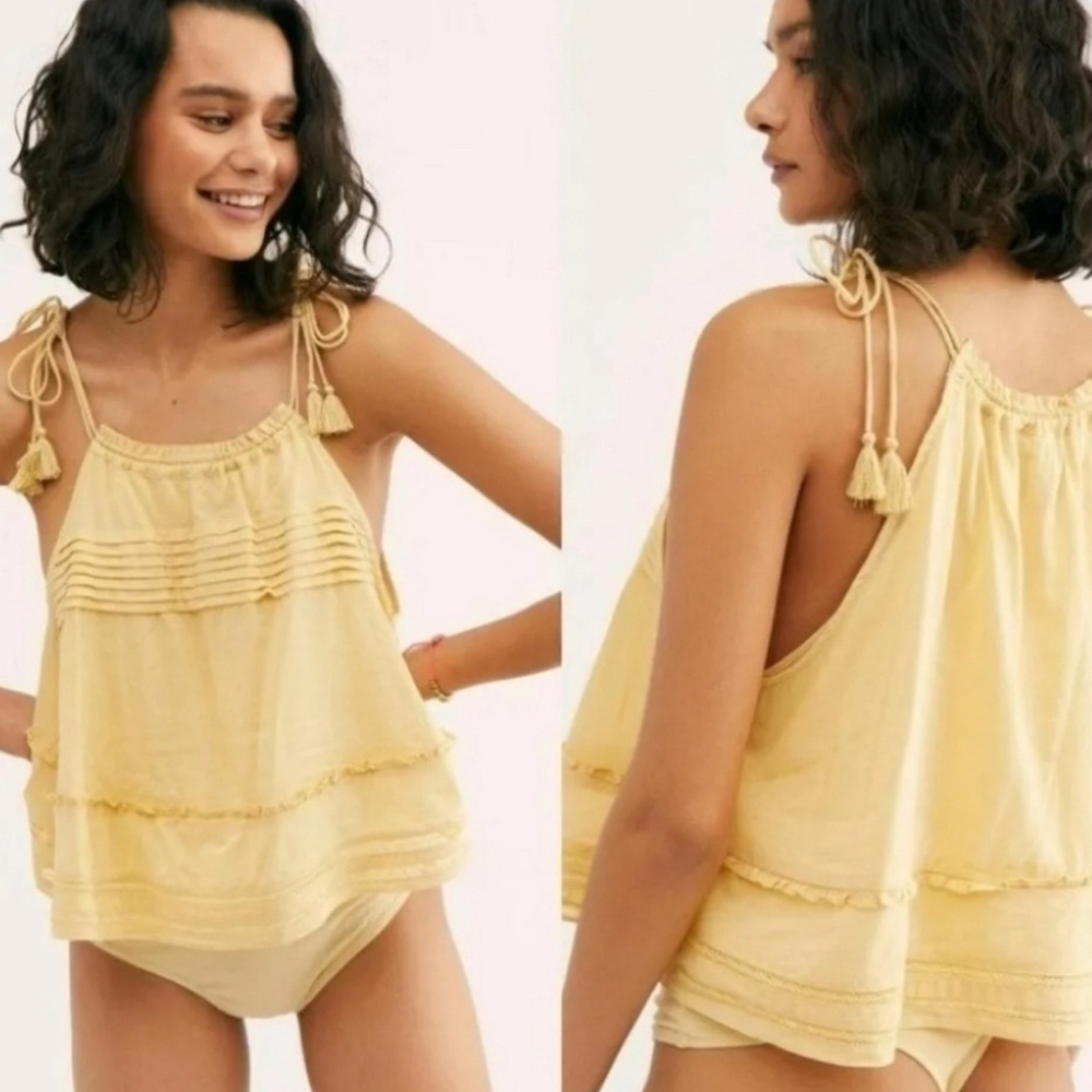 Free People Yellow Bodysuit Top